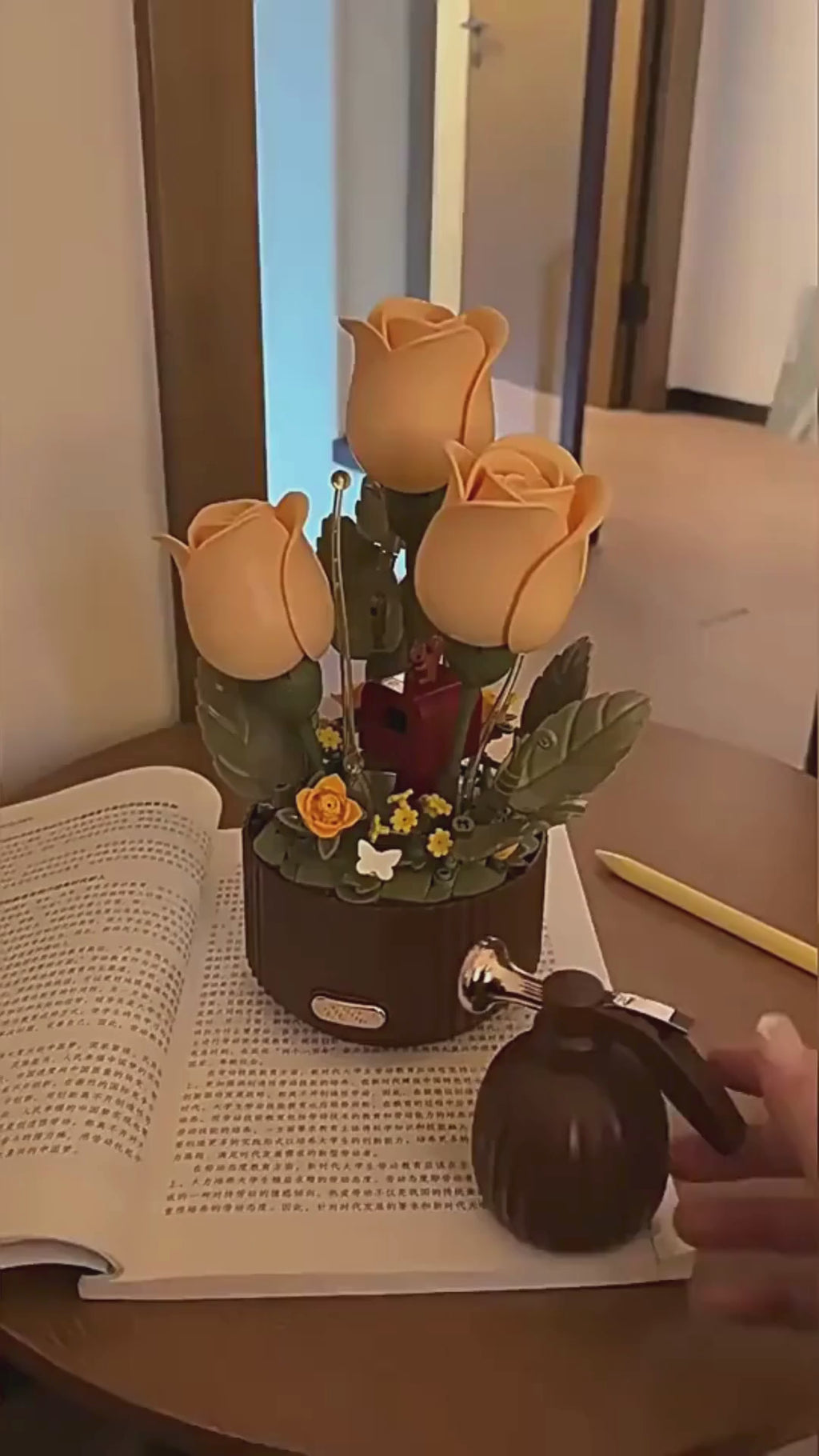 Preserved Flower Building Blocks Motion Flowers Model Valentine's Day Gift